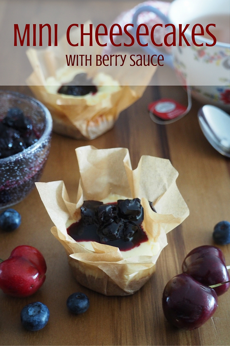Mini Cheesecakes with Berry Sauce. Easy, delicious recipe! Saving for later.